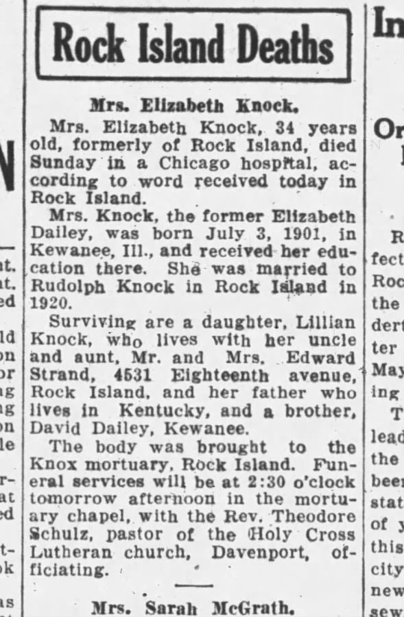 Clipping from The Rock Island Argus